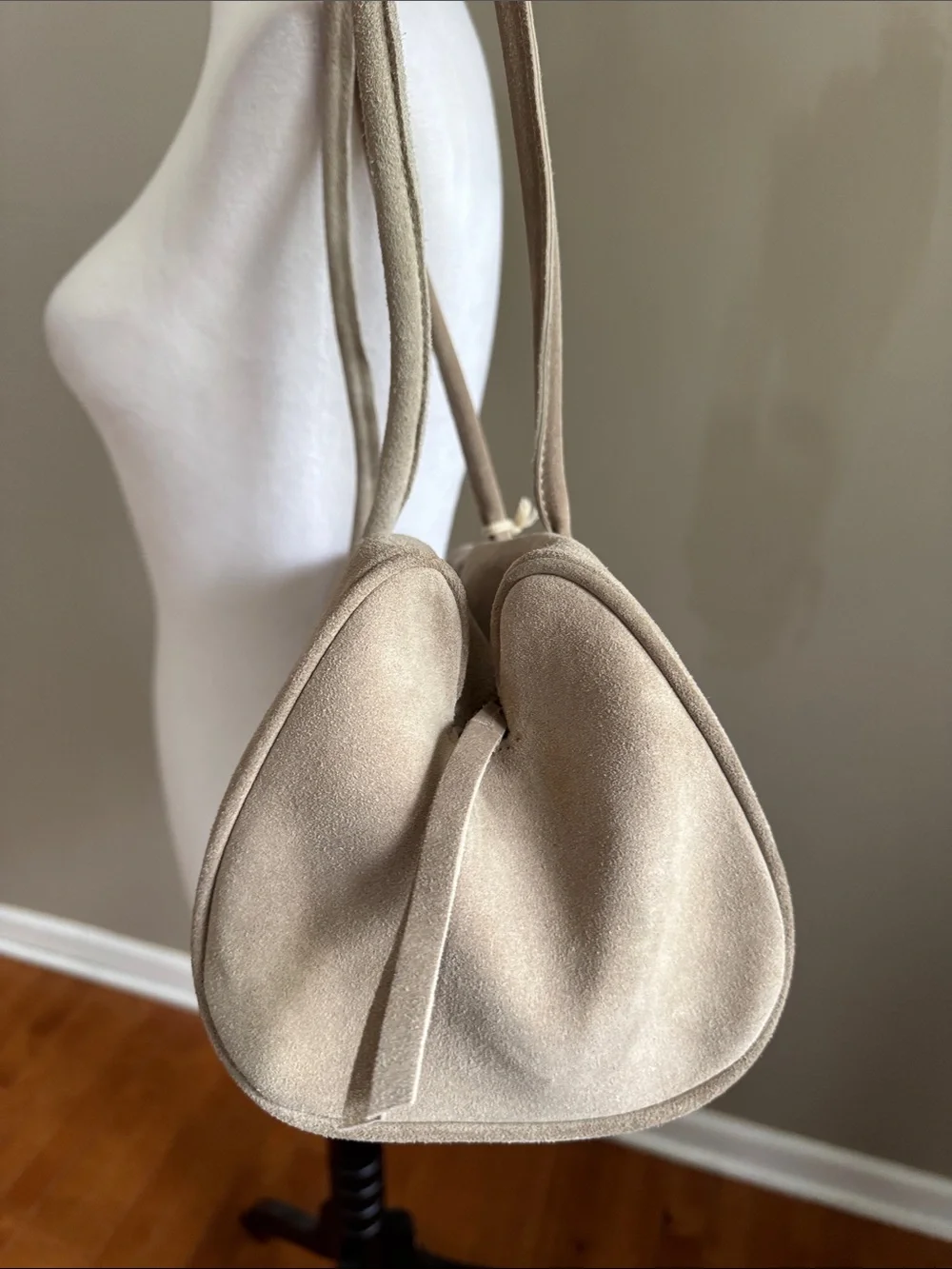 Free People‎ Sierra Suede Leather Tubular Shoulder Bag Purse in Taupe - NEW